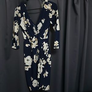 Beautiful navy blue mini dress with flowers